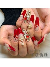 ロアンネイル(roan nail)/きらきら赤フレンチ