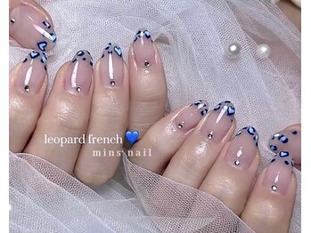 ミンズネイル(minsnail)/レオパードフレンチネイル