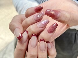 フレンチ×水滴ネイル