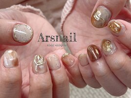 ブラウンニュアンスネイル