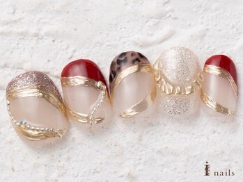 アイネイルズ 横浜WEST店(I-nails)/リボンミラーレッド11500円