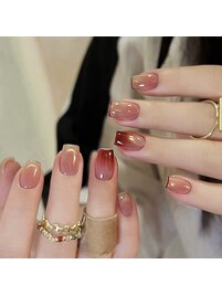 大人レッドなニュアンスネイル