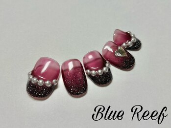 ネイルアンドまつげエクステ ブルーリーフ 四谷三丁目店(Blue Reef)/ワインカラーラメパールフレンチ