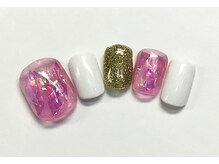 ネイルアンドまつげ リュフェール 五反田(Nail Lufaire)/フィルムピンクフットネイル