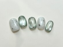 ネイルメゾン 天神店(NAIL MAISON)/水光マグネットホワイト青¥7000