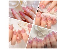 手全体が綺麗に見え、1ヶ月経っても美しい飽きのこないネイル♪