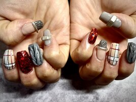 ニット＆チェックネイル