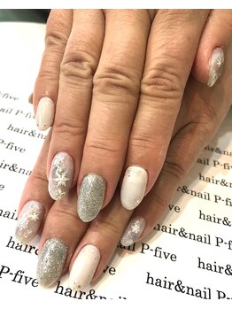 ヘアアンドネイル ピーファイブ(P-five)/冬の定番！雪の結晶ネイル♪