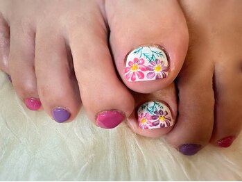 アミュリー ネイル アトリエ(Amury nail atelier)/コスモス フラワー くすみカラー