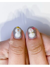 ゆきだるまとかがみもちネイル