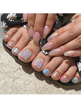 夏らしいオーロラネイル☆