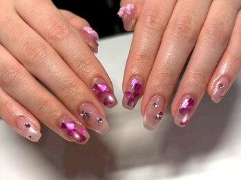 ハートホロネイル/春ネイル