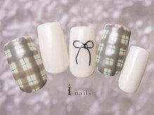 アイネイルズ 町田店(I nails)/手描きチェックネイル8980円