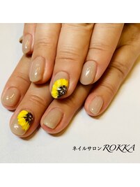夏を彩るひまわりアートネイル