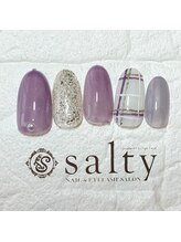 ネイルアンドアイラッシュサロン ソルティ 寺田町(salty)/チェックネイル