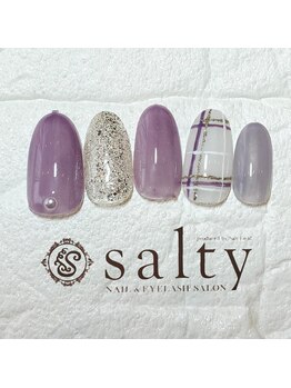 ネイルアンドアイラッシュサロン ソルティ 寺田町(salty)/チェックネイル