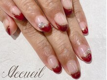 アクイユ 銀座店(ACCUEIL)/レディな赤フレンチネイル