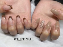 ホワイトネイル(WHITE NAIL)/アシメネイル/ツイード/フレンチ