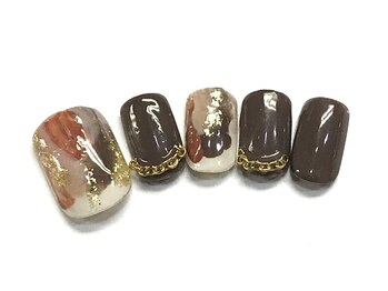 ネイルアンドまつげ リュフェール 五反田(Nail Lufaire)/ブラウンニュアンスフットネイル