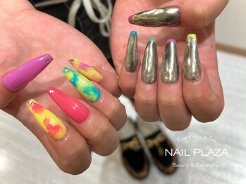 ネイルプラザ 河原町OPA店(NAIL PLAZA)/マーブル×ミラーネイル