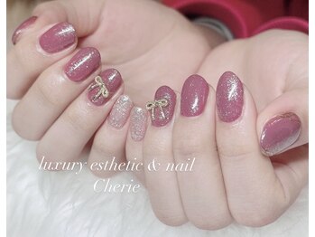 シェリエ(Cherie)/リボン×ミラーネイル