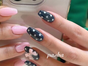 パシャ(Pasha)の写真/《持ち込みデザインOK♪》韓国風ネイルが大人気◎リボンなどトレンドキラキラパーツを豊富にご用意☆