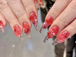 クリアレッドネイル♪