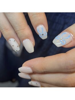 サイン(sin.)/ガーリー手描きリボンネイル