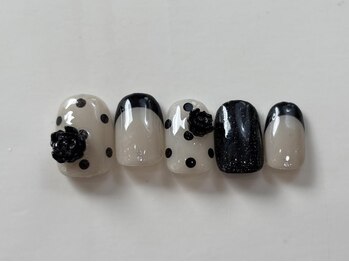 ネイルメゾン 天神店(NAIL MAISON)/バラフレンチドット冬¥8000