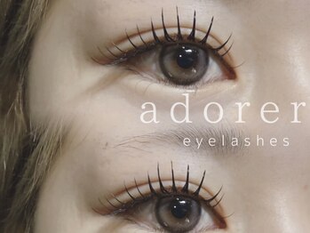 アドレ(adorer)の写真/【マツエク×パーマ】下がりまつ毛にも光が入る♪ぱっちり華やかな目元へ＆ヘルシー140本