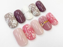 ワンカラー+フラワー