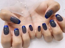 モルフォネイル(Morpho nail)/#ガラスフレンチネイル
