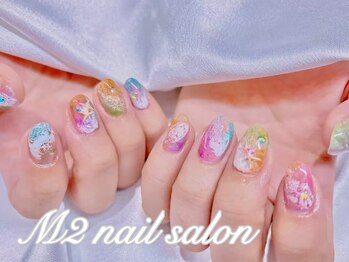 エムズ ネイルサロン(M2)/カラフル水面夏ネイル