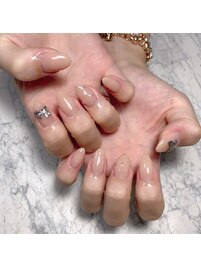 シンプル　リボンネイル