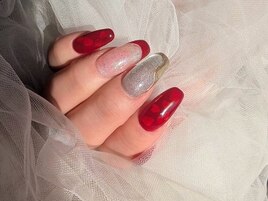 ～ハートホロ埋め込みネイル～
