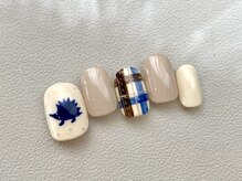 カラ ネイル 中津店(calla nail)/ほっこりハリネズミ×チェック
