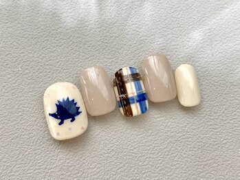 カラ ネイル 中津店(calla nail)/ほっこりハリネズミ×チェック