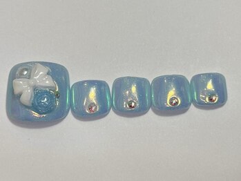 ネイルメゾン 渋谷店(NAIL MAISON)/リボンバラ水色ミラー￥7500