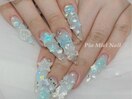 水色ゴテゴテゆめかわネイル