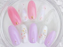 ネイルサロン あかねいろ/春夏　フラワー　クリアネイル