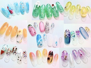 ラルネイル 大宮(Lull. nail)の写真/《◆EVENT◆Lull.nail☆Summer初回オフ込¥5800》キラキラ輝く夏ネイルで毎日のおしゃれをもっと楽しく♪