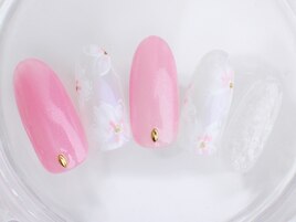 春夏　フラワー　クリアネイル