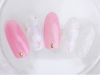 ネイルサロン あかねいろ/春夏 フラワー クリアネイル