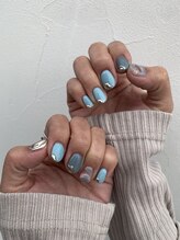 WA ネイル アンド ビューティー(WA nail & beauty)/シルバー×ブルー