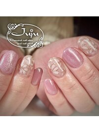 オフィスネイル　お花ネイル