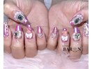 ピンク×パーツネイル
