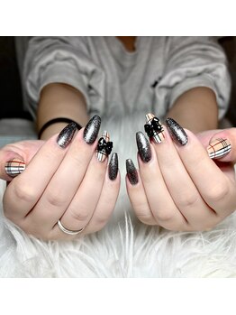 ハイビューティー 渋谷(Hi Beauty)/長さだし チェックネイル