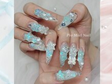 ピオミエルネイル 新宿(pio miel nail)/水色ゴテゴテゆめかわネイル