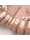 バターイエロー/ドットネイル