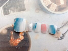 ホワイト×ブルー×ピンク